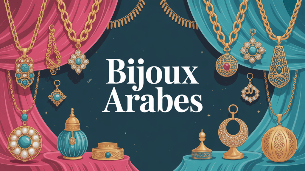 illustration bijoux arabe traditionnels et modernes sur tissus luxueux
