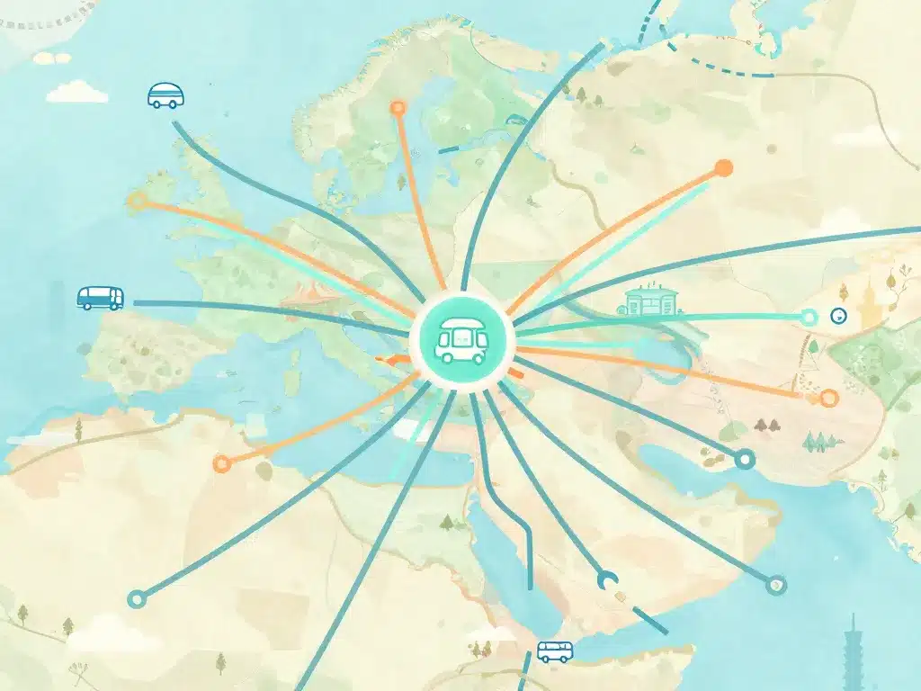 Scène centrale capitale en Visaloire avec flux et tourisme symbolisés
