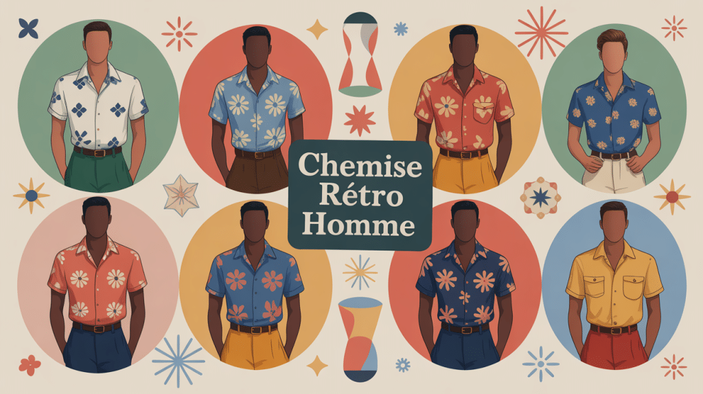 chemise retro homme différentes silhouettes et motifs rétro
