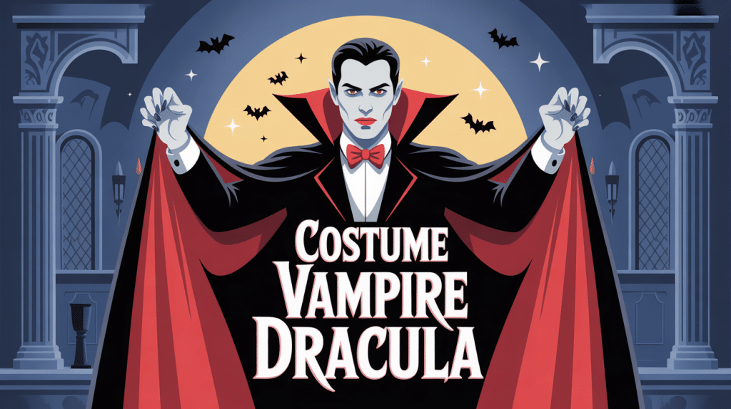 Illustration costume vampire Dracula silhouette gothique