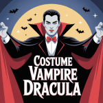 Illustration costume vampire Dracula silhouette gothique