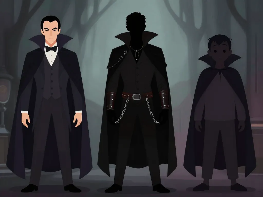 Costume vampire Dracula comparison styles classiques modernes
