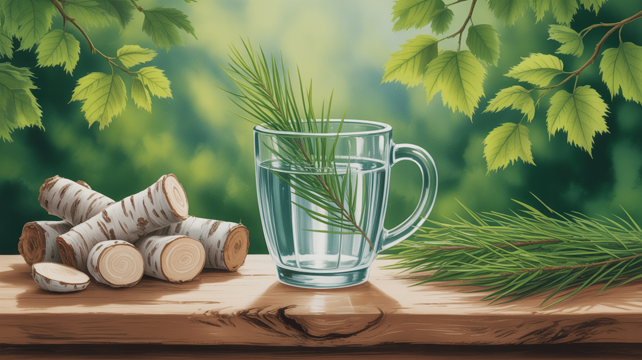illustration cure de seve de bouleau temoignage verre et bouleau