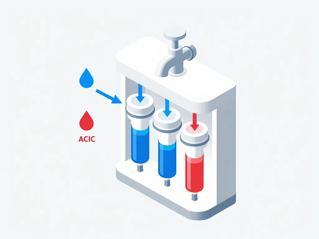 schéma fonctionnement ioniseur d'eau flux alcalin et acide