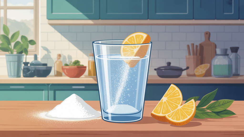 illustration dosage bicarbonate de soude a boire verre eau