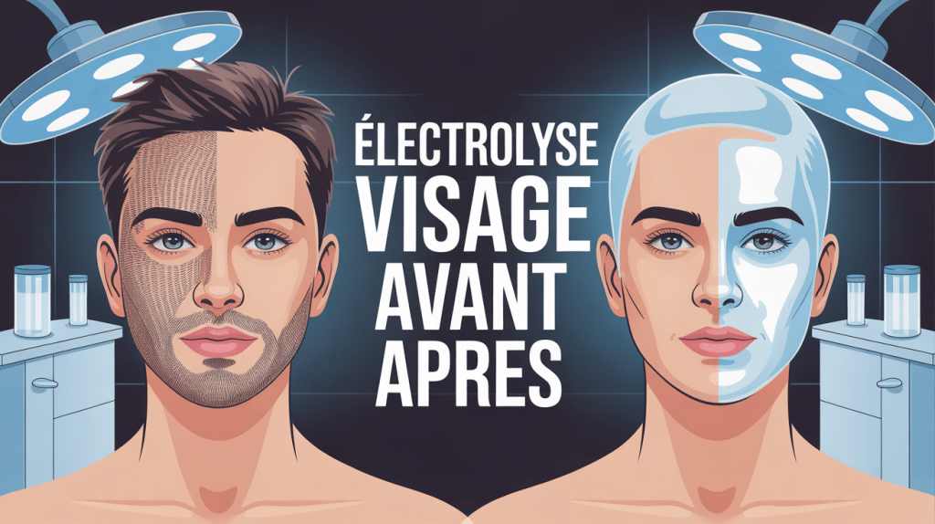 électrolyse visage avant / après visage stylisé comparatif