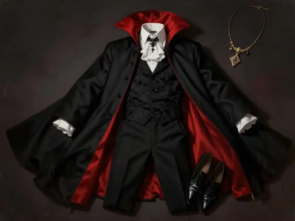 Accessoires essentiels costume vampire Dracula cape jabot