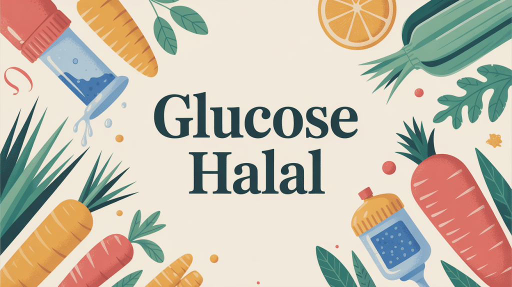 Illustration glucose halal avec ingrédients stylisés