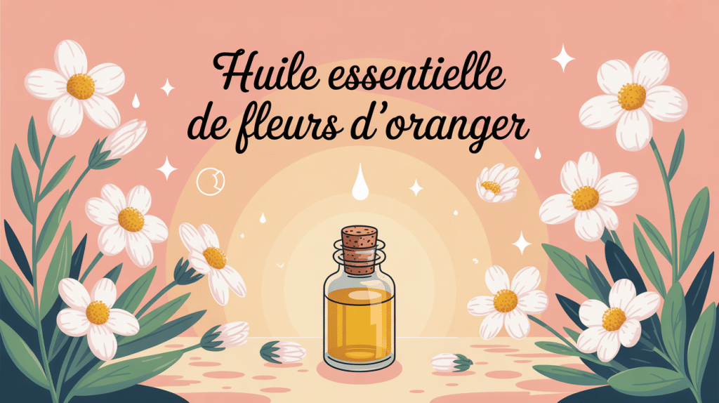 huile essentielle de fleurs d'oranger flacon et fleurs bigaradier