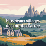 les plus beaux villages des monts d'arrée illustration Bretagne granit landes