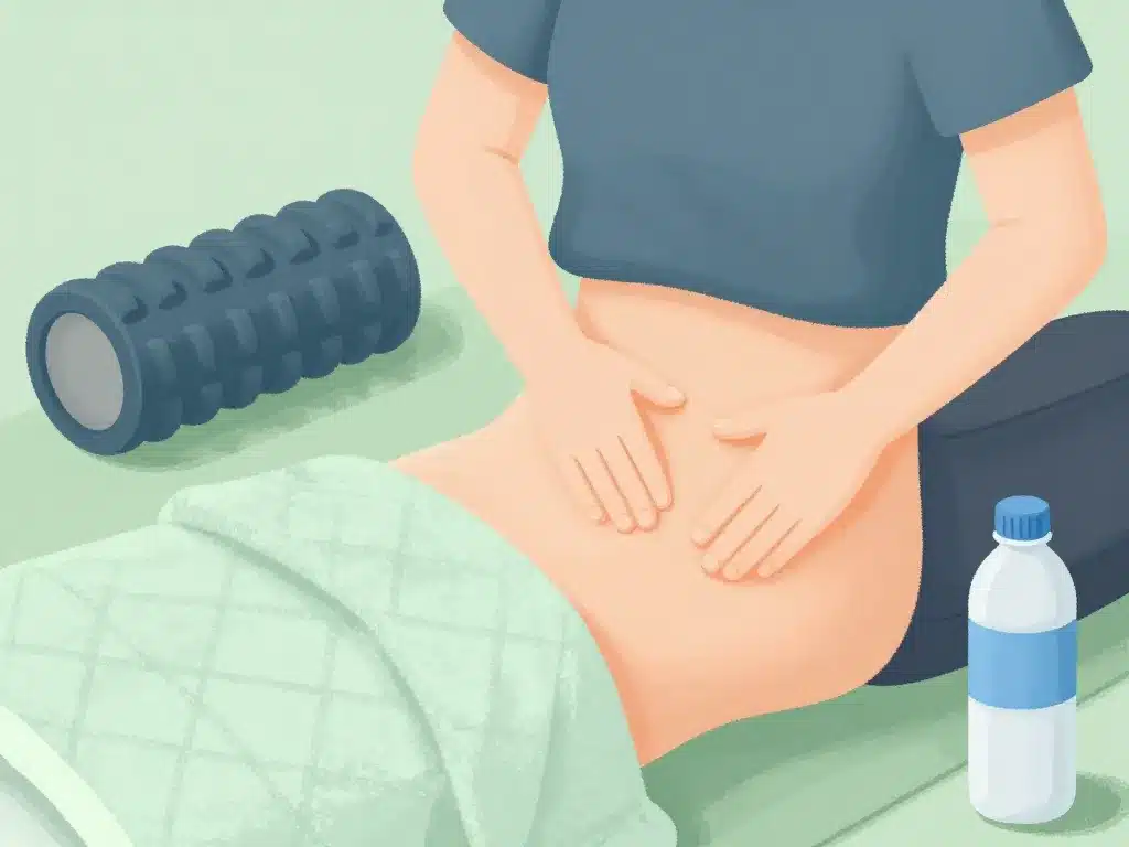 mal aux abdos apres sport soulager douleur illustration