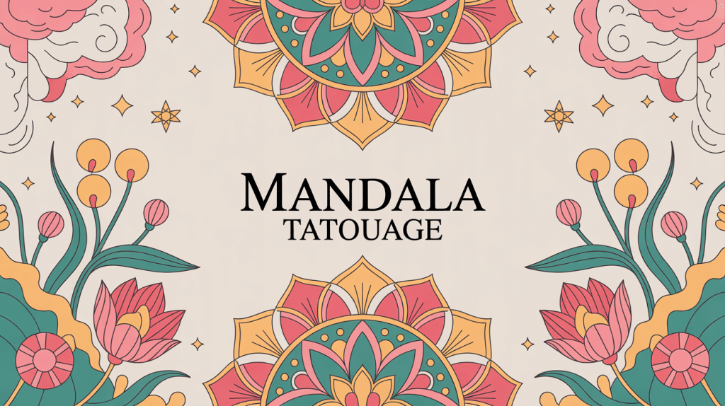 mandala tatouage grand motif géométrique et floral ambiance asiatique