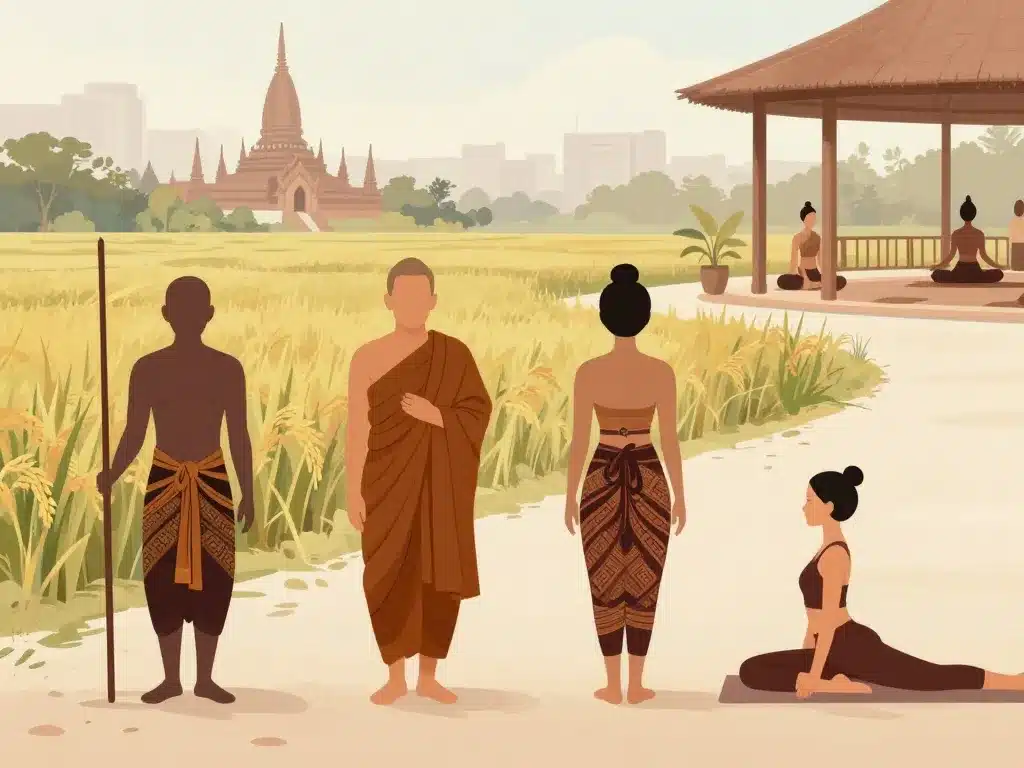 evolution pantalon thailandais rural temple yoga