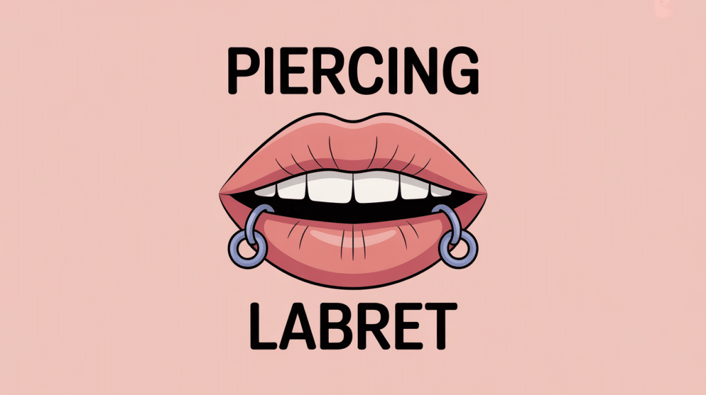 illustration bouche avec piercing anneau labret moderne