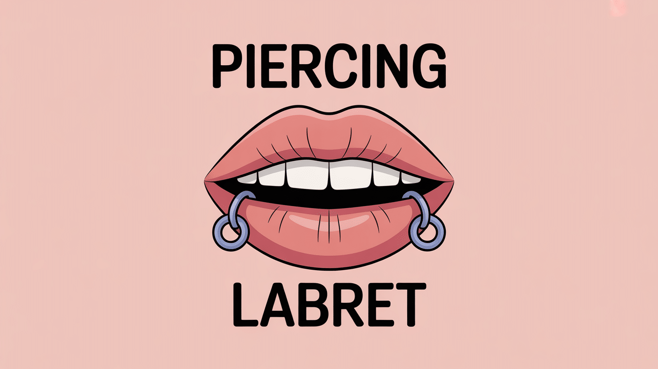 illustration bouche avec piercing anneau labret moderne