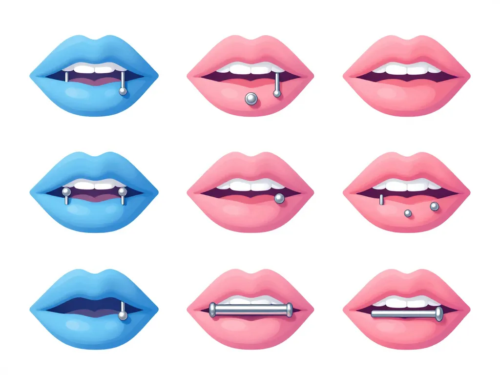 schema tailles piercing anneau labret sur levres