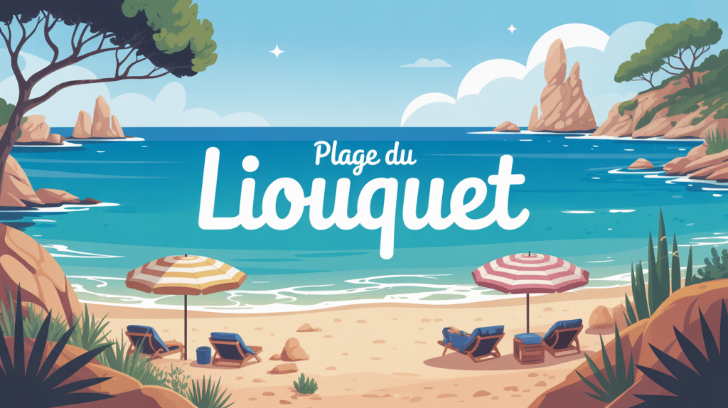 illustration vectorielle plage du liouquet avec galets mer et végétation