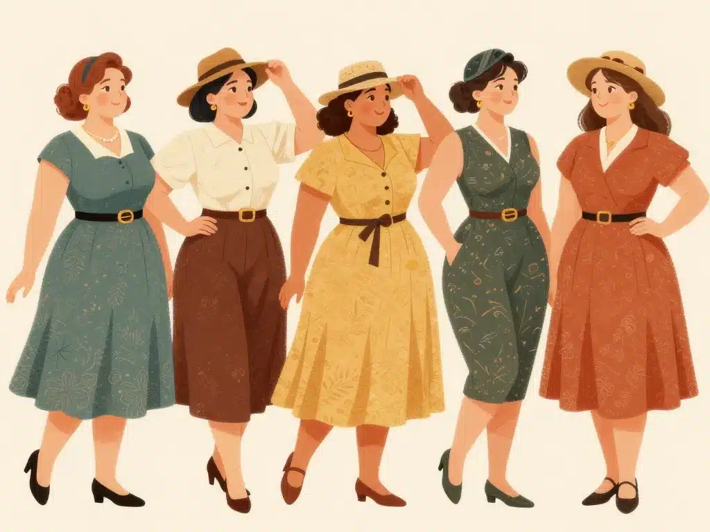 femmes confiantes accessoirisées en robe vintage grande taille