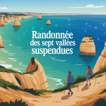 randonnée des sept vallées suspendues vue aérienne falaises Algarve