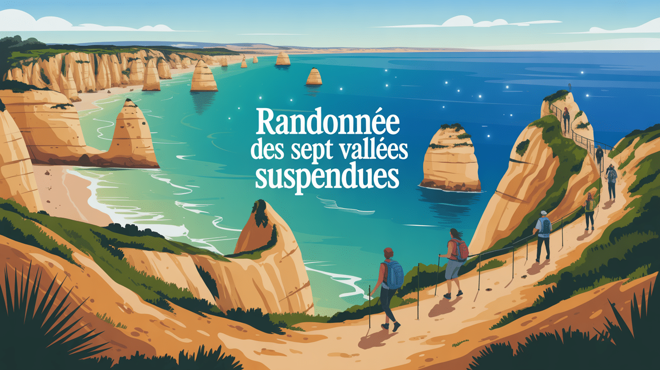 randonnée des sept vallées suspendues vue aérienne falaises Algarve