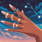 ring with stars illustration main élégante bagues étoilées