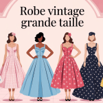 femmes en robe vintage grande taille avec motifs pois et fleurs