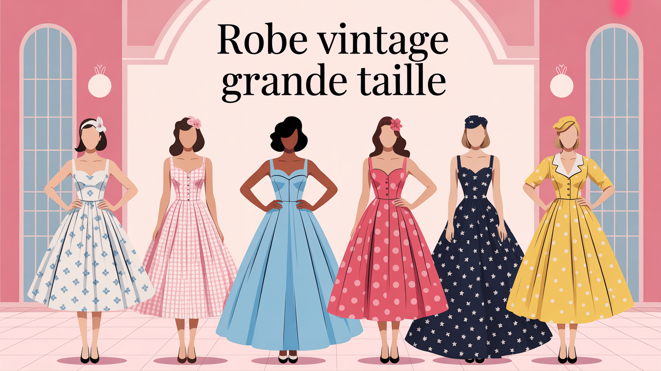 femmes en robe vintage grande taille avec motifs pois et fleurs