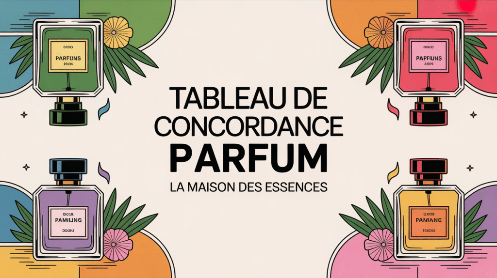 Tableau de concordance parfum la maison des essences en illustration élégante