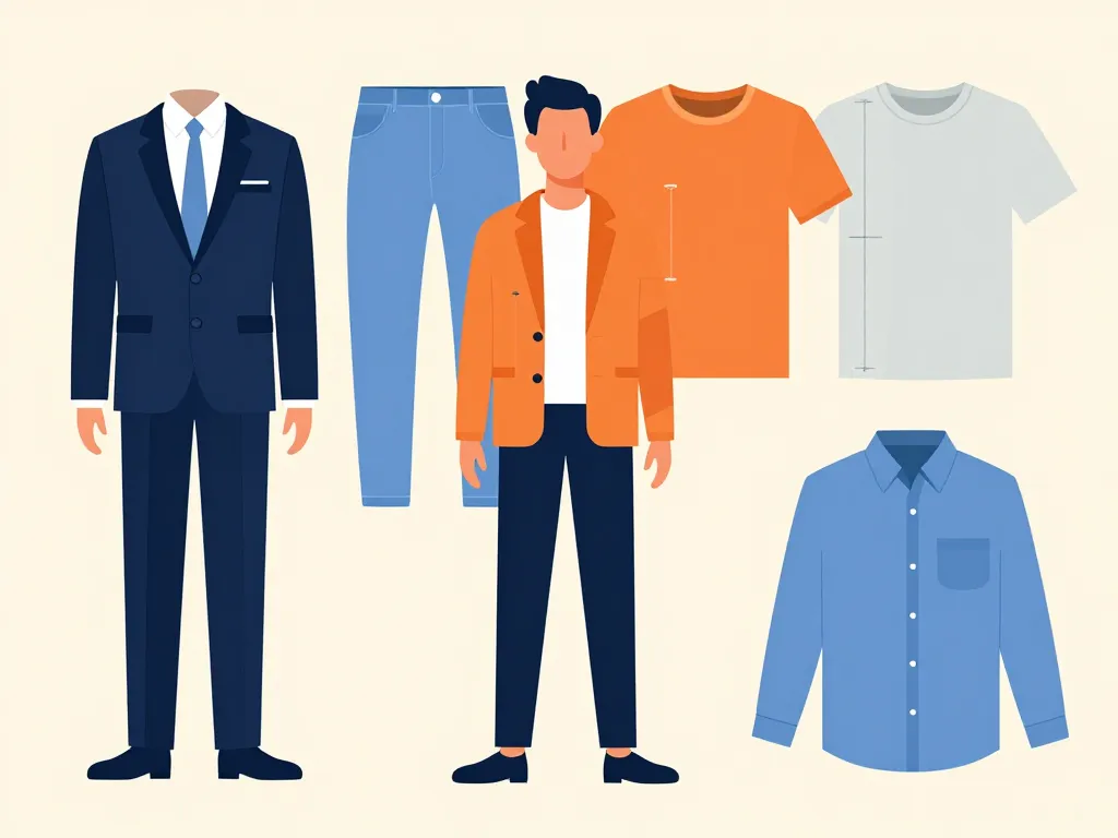 illustration tableau des mensurations homme vêtements et tailles