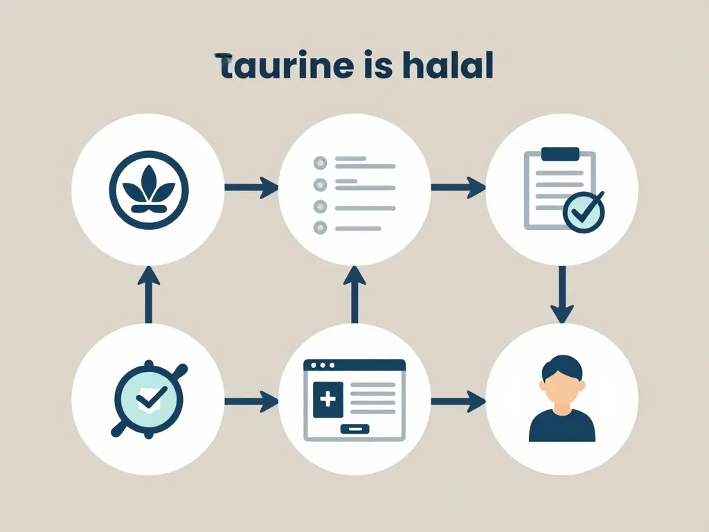 diagramme étapes vérifier taurine halal produit