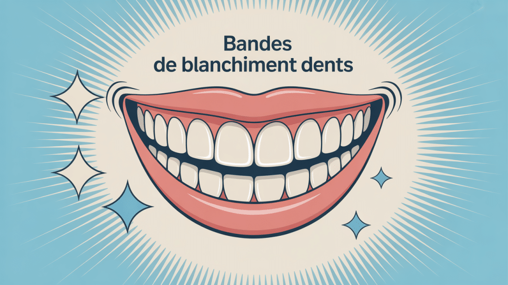 Bandes de blanchiment des dents avis, illustration centrale sourire éclatant