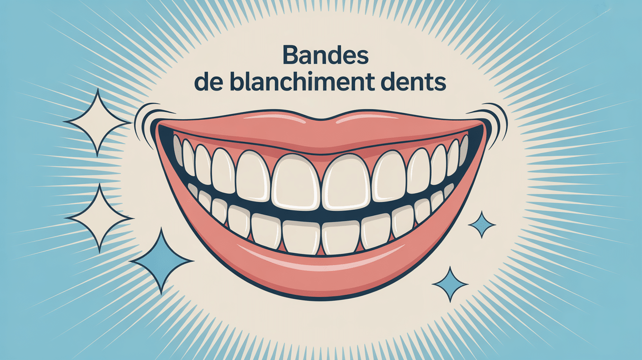 Bandes de blanchiment des dents avis, illustration centrale sourire éclatant
