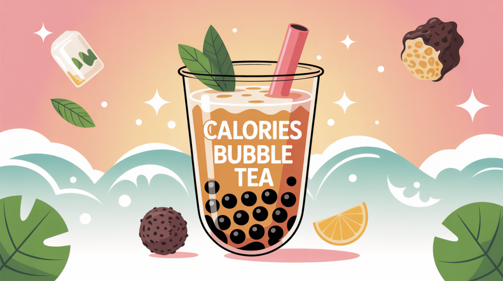 illustration bubble tea calories avec ingrédients principaux