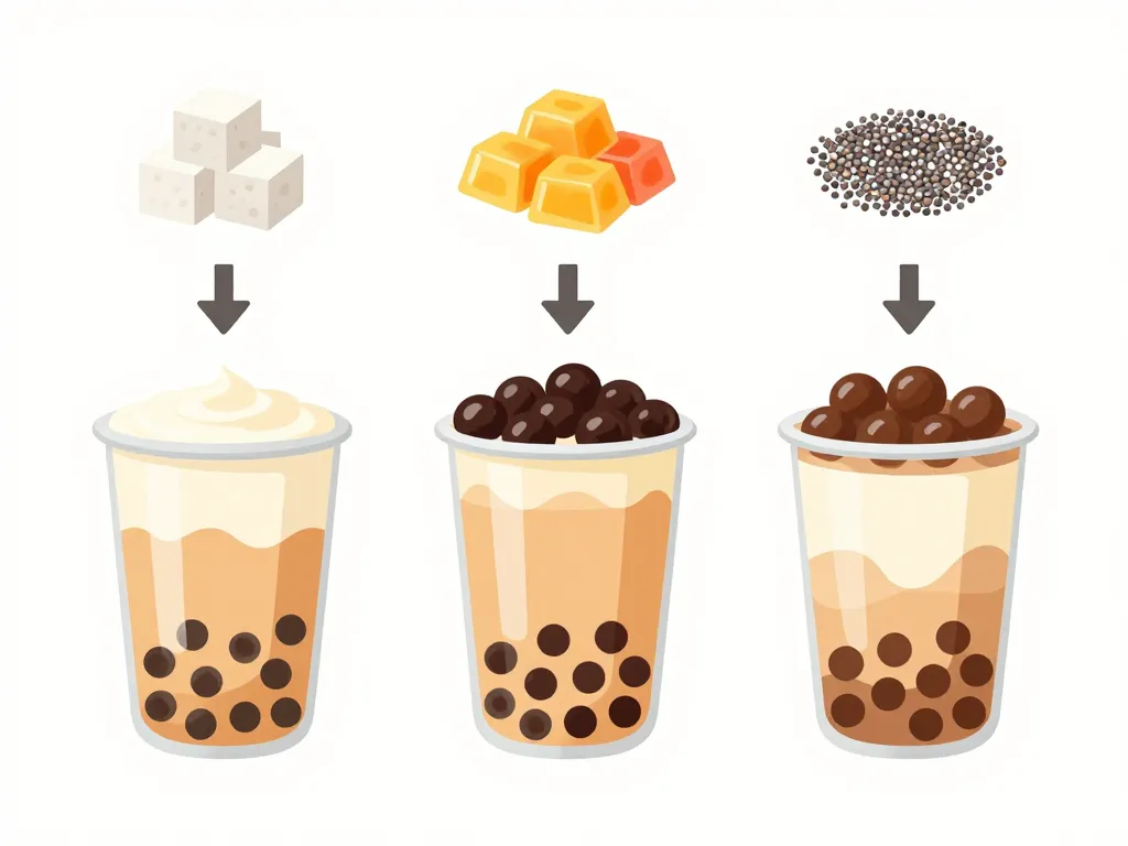 diagramme concept bubble tea calories tailles sucres toppings