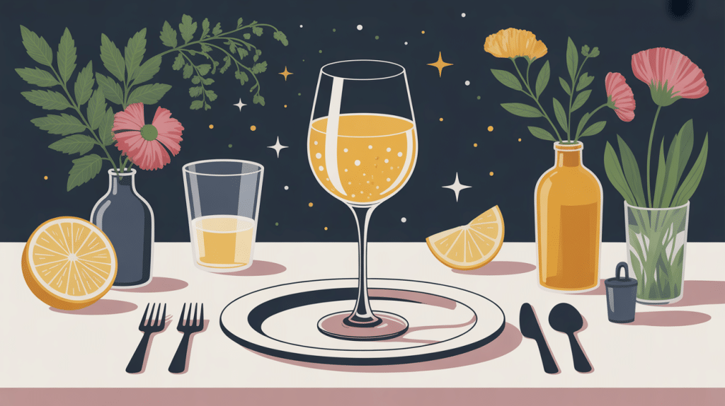calorie 1 verre de vin blanc, représentation sur table illustrant équilibre alimentaire