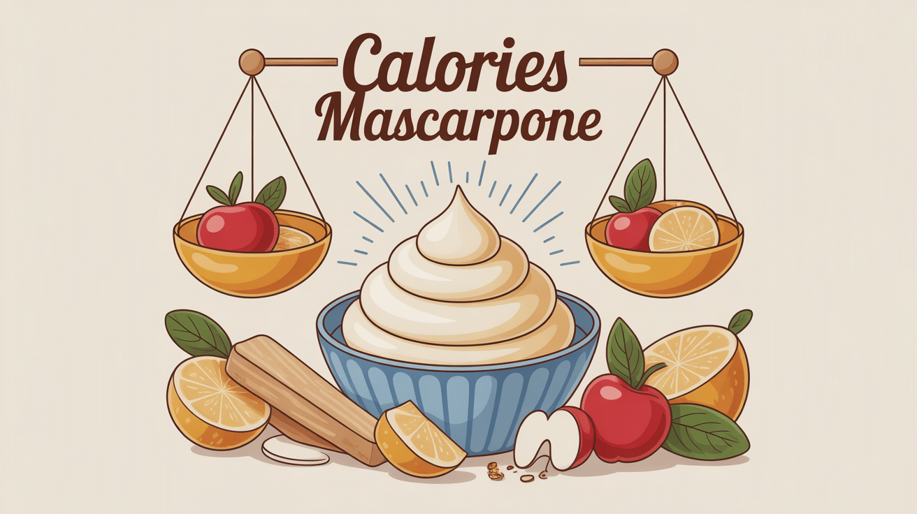 Illustration calories du mascarpone avec balance