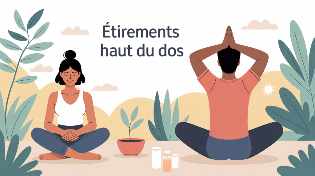 Comment étirer le haut du dos, illustration détente posture juste
