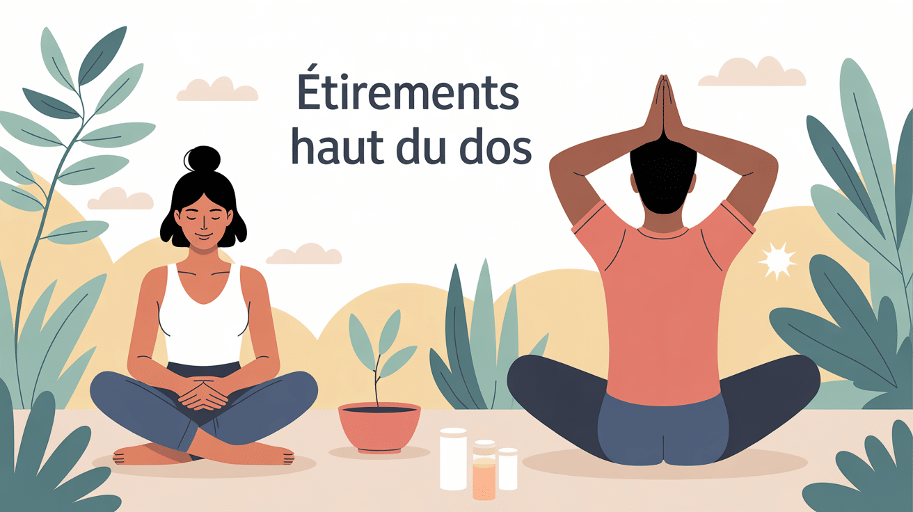 Comment étirer le haut du dos, illustration détente posture juste