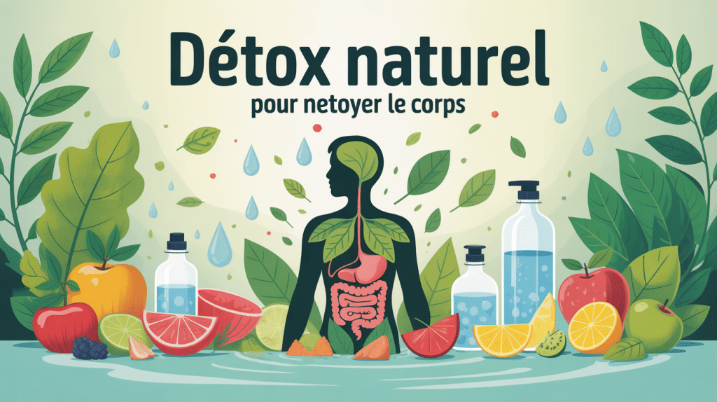 Illustration detox naturel pour nettoyer le corps avec organes et éléments naturels