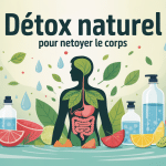 Illustration detox naturel pour nettoyer le corps avec organes et éléments naturels