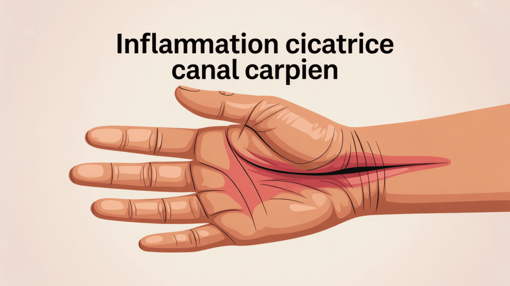 illustration inflammation cicatrice canal carpien main