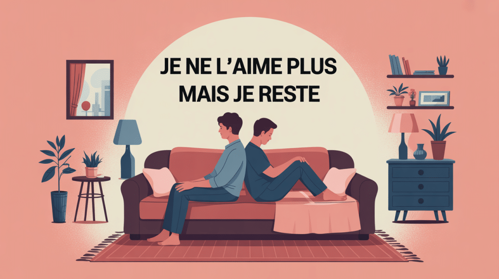 illustration je ne l'aime plus mais je reste, couple distant sur canapé