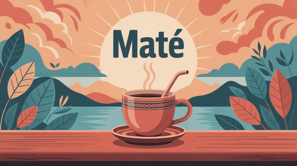 maté danger illustration tasse traditionnelle et feuilles