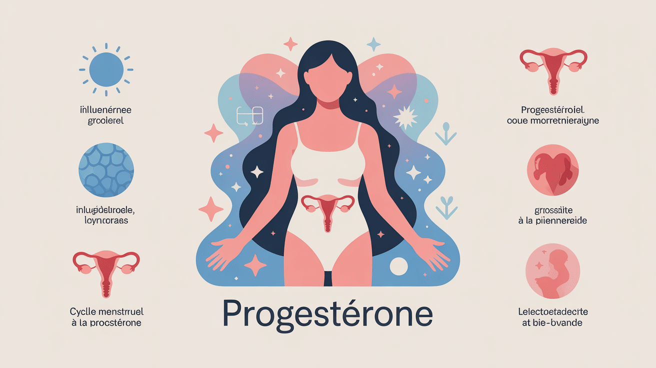 Illustration progestérone effet sur le corps femme, équilibre hormones