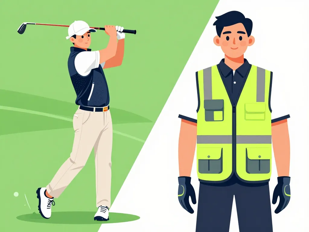 vetement en g golf travail technique illustration