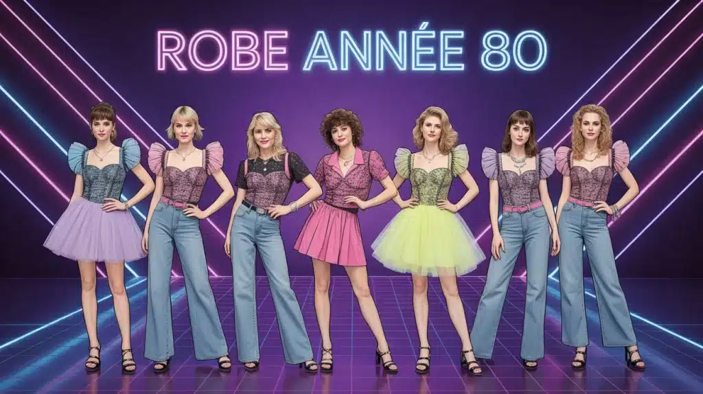 robe année 80 femmes volumes rétro