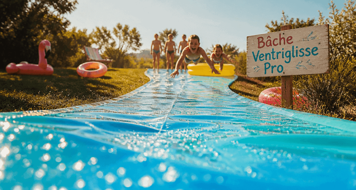 bache ventriglisse bleue enfants glissent
