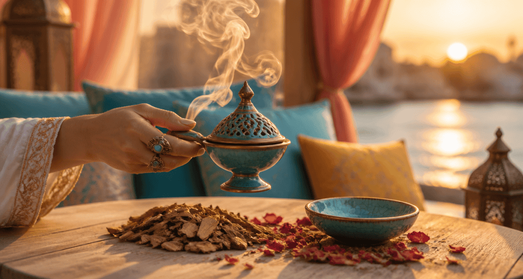 bakhour brûleur fumée terrasse orientale
