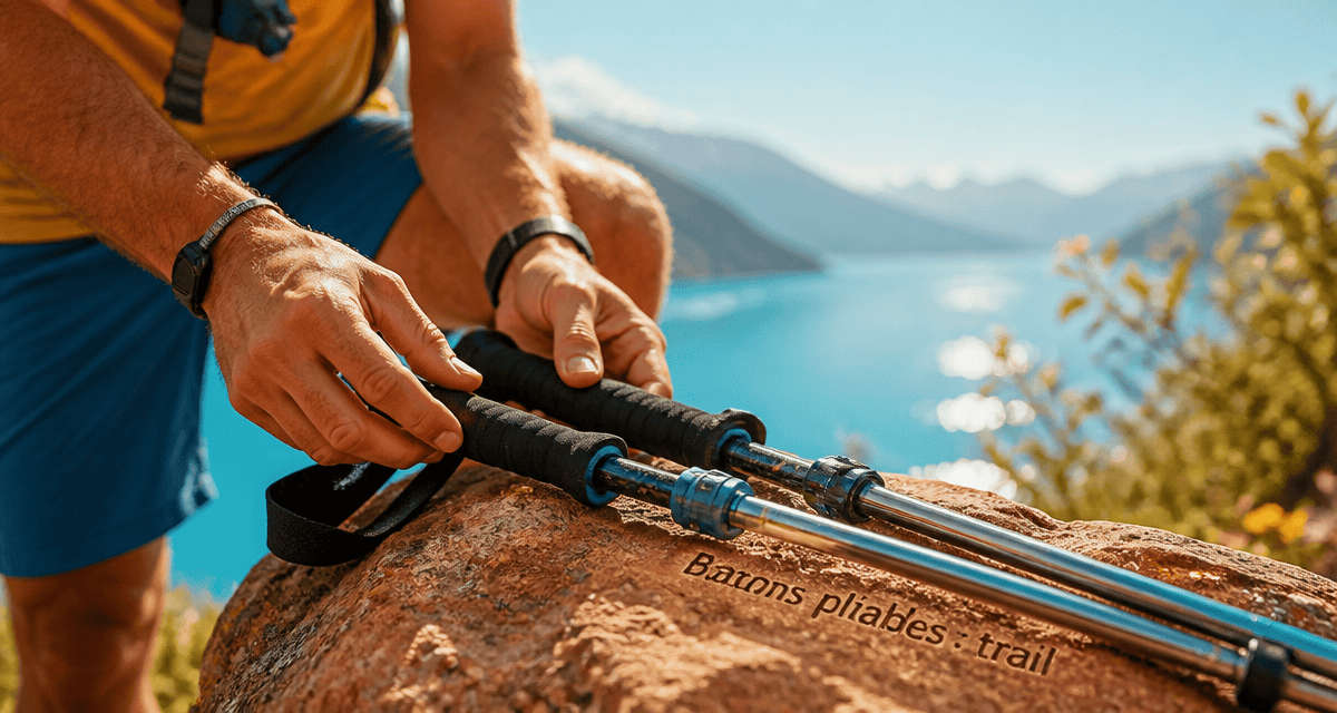 batons de trail pliables ajustés sur sentier montagne