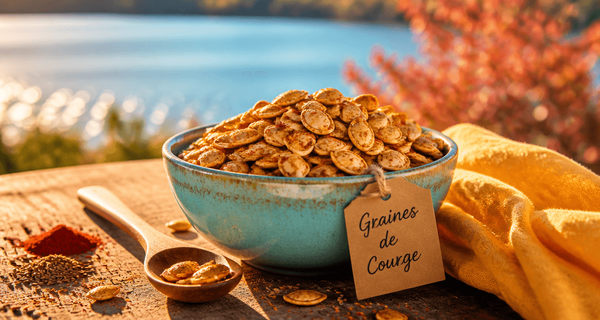 comment consommer les graines de courges dans un bol sur une table